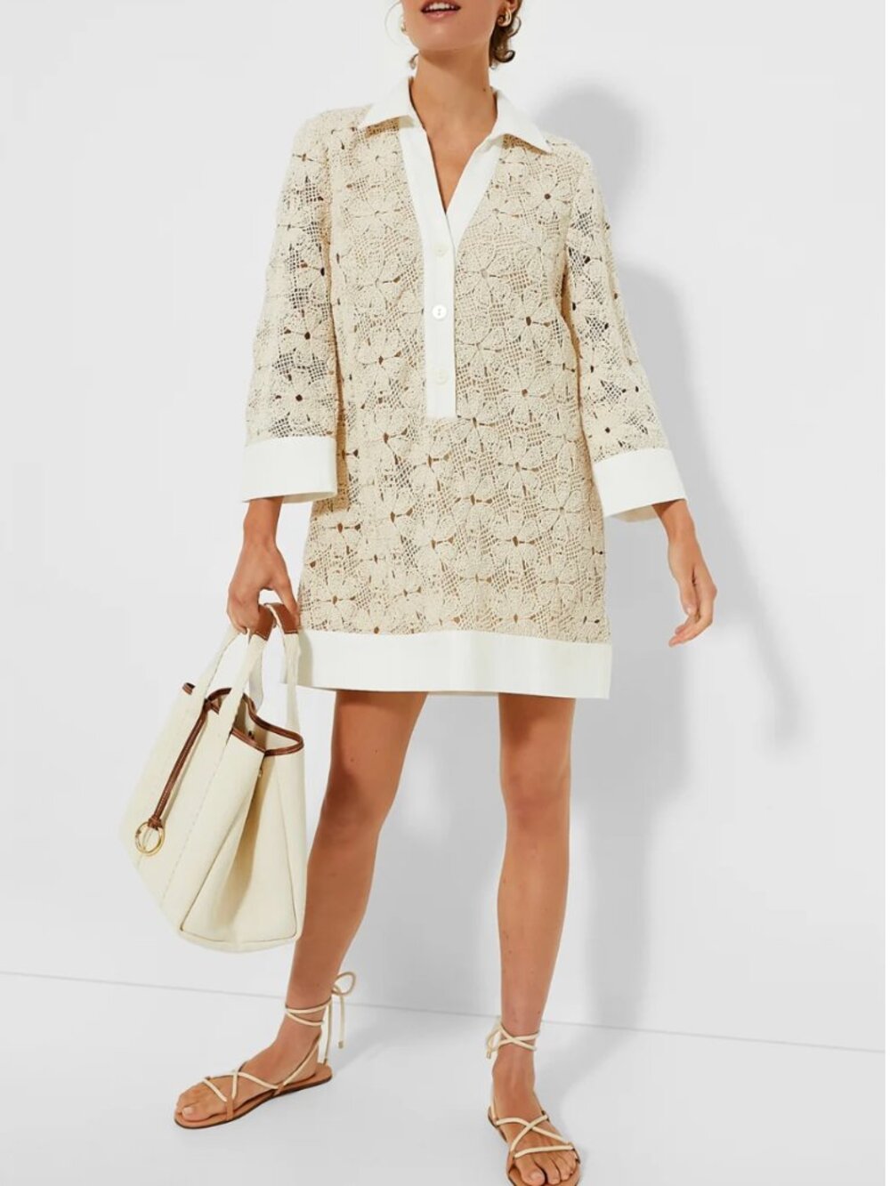 Tuckernuck – Crochet Collier Mini Dress (Tan) XXL